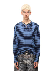 Gothic Letter Striped Long Sleeve Tee