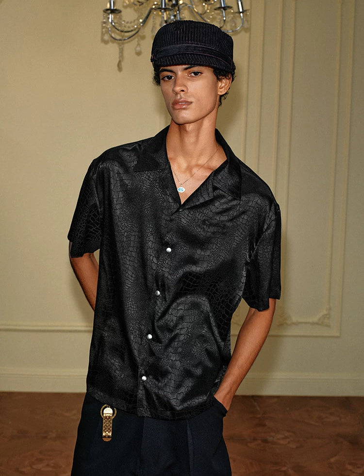 Snake Texture Satin Shirt
