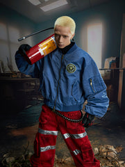 【25s Aug.】Distressed Washed Loose Bomber Jacket