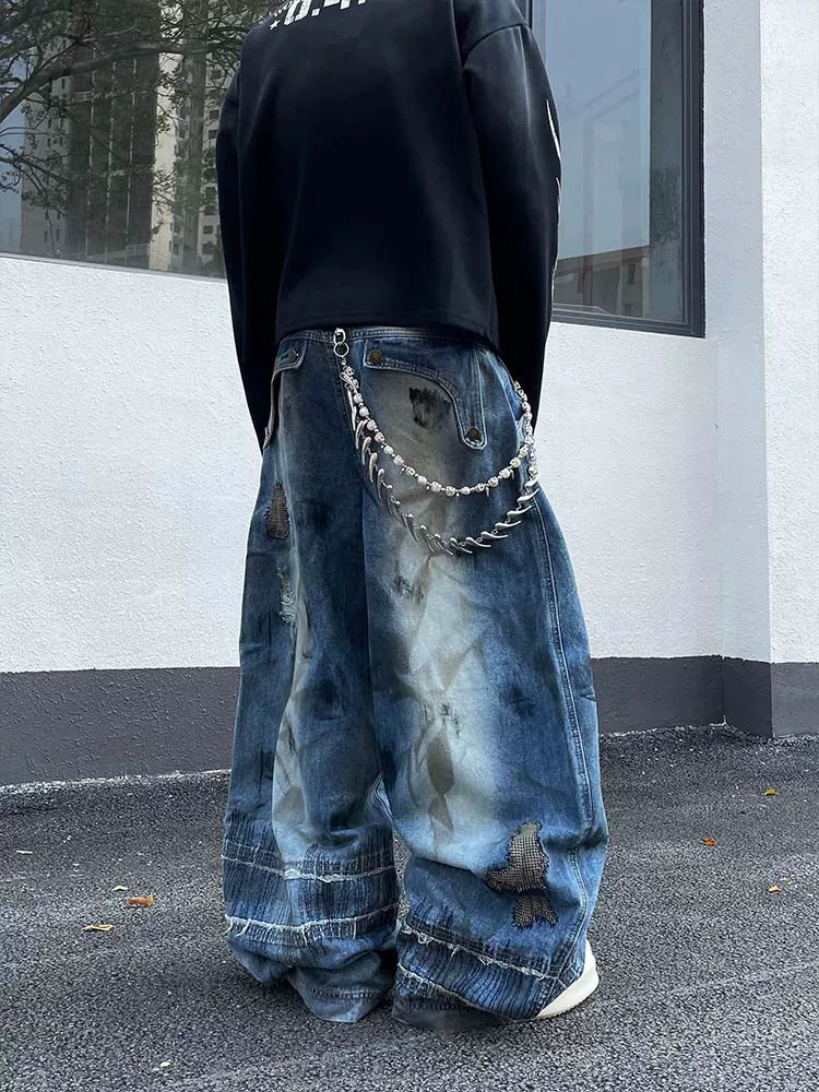 【26s Jan.】Distressed American Vintage Curved Blade Denim Pants