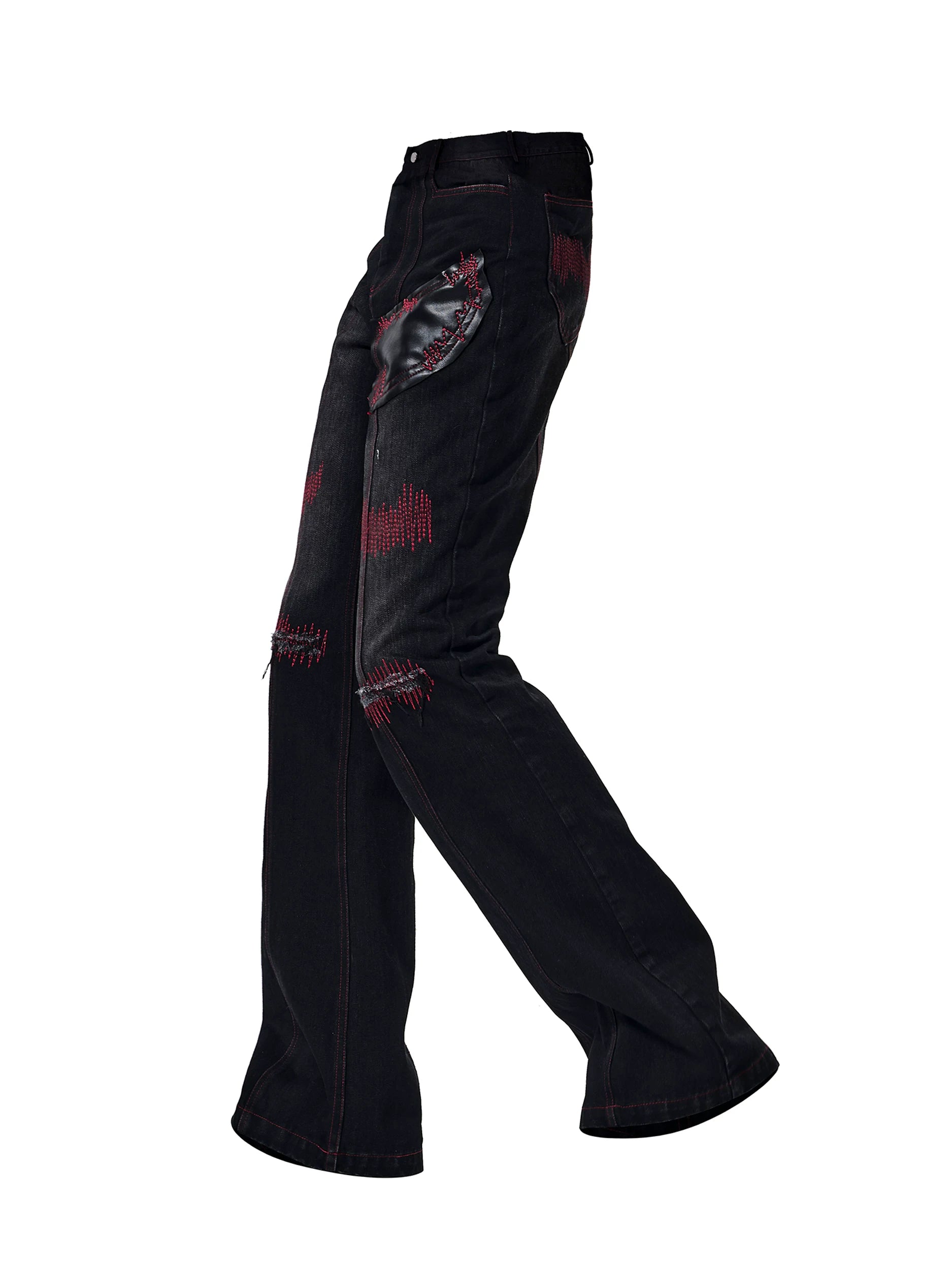 【26s Mar.】Flared Red Striped Jeans