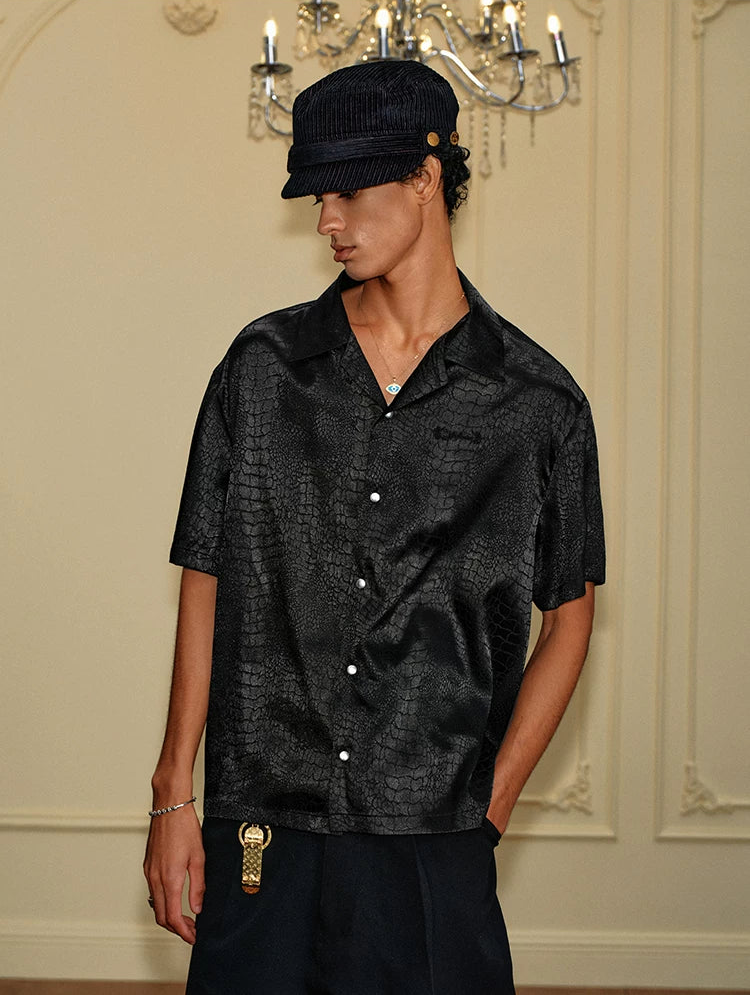Snake Texture Satin Shirt