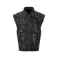 【25s Jun.】Vintage Sleeveless Diamond Zipper Vest