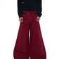 【25s Sep.】Red Wide-Leg Pants with Curved Blade Cut