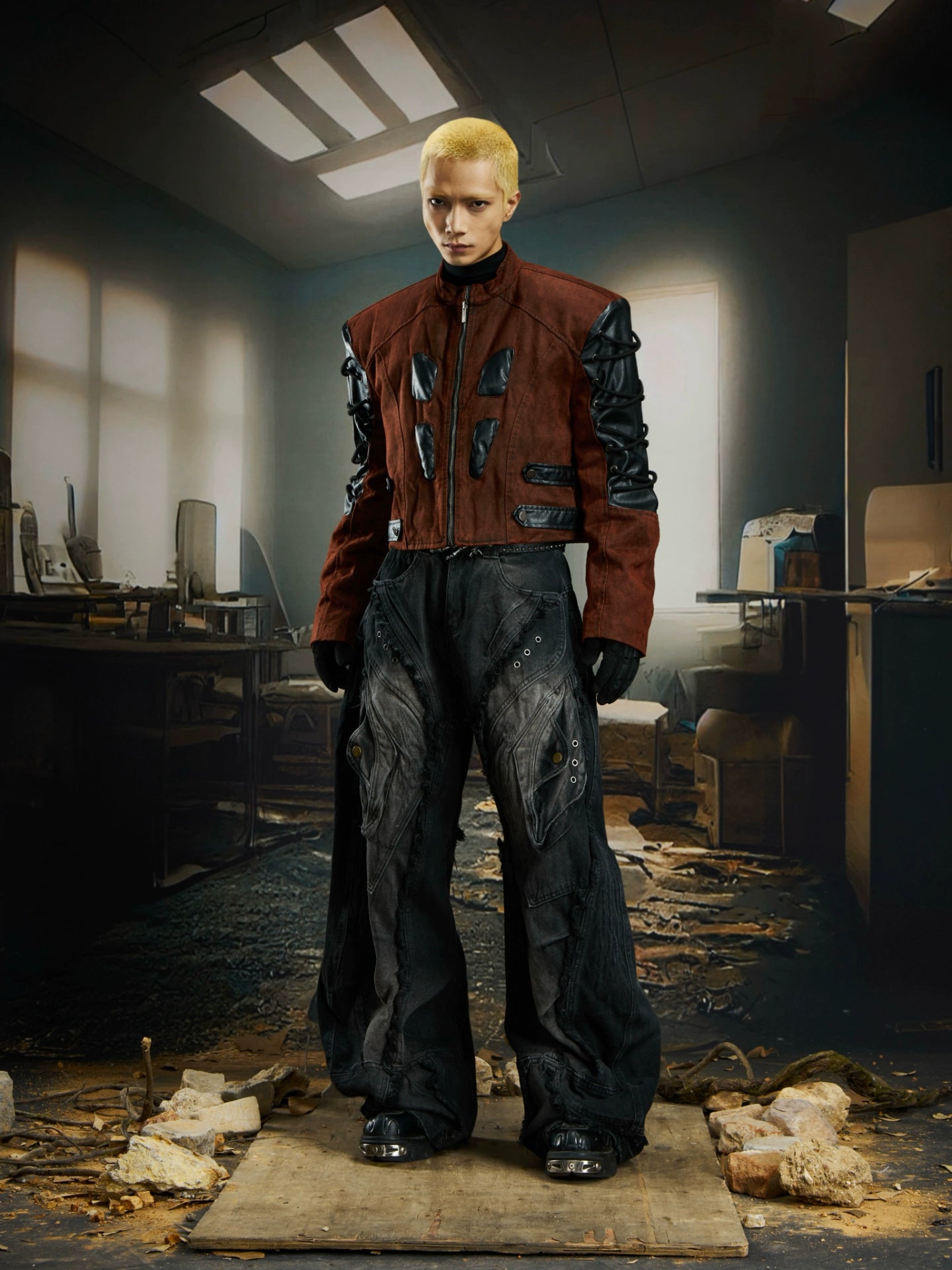 【25s Dec.】3D Double-layered Dark Leather Jacket