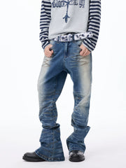 Washed Paint Splatter Curved Skinny Jeans