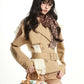 【25s Sep.】Vintage Double-Breasted Patchwork Khaki Trench Coat
