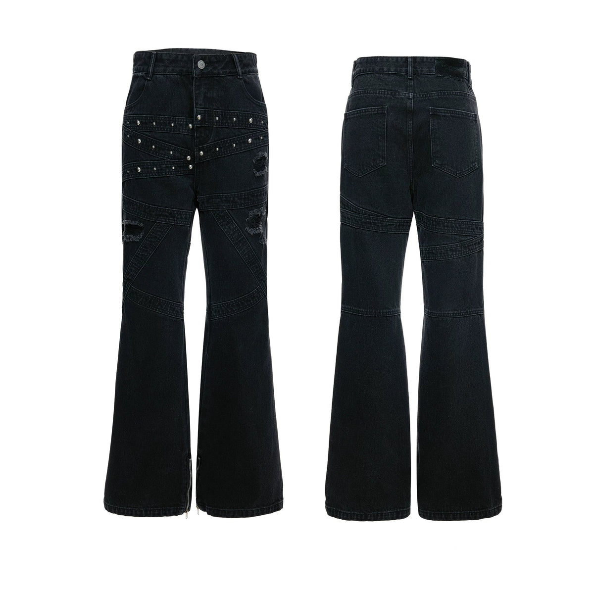 【26s Mar.】Studded Washed Curved Denim Pants