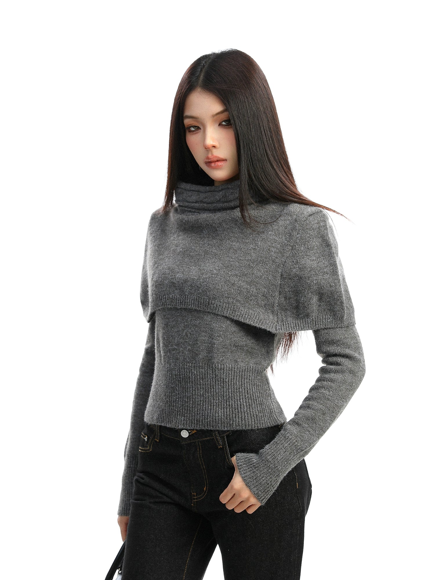 【25s Dec.】Detachable Cape Shawl Sweater