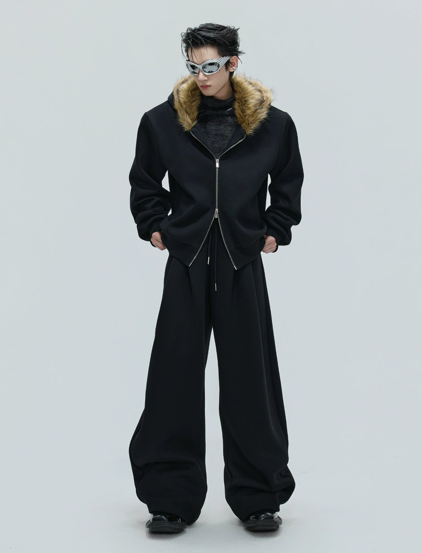 【25s Nov.】Fur Collar Hooded Sweatshirt Cardigan/ Pants