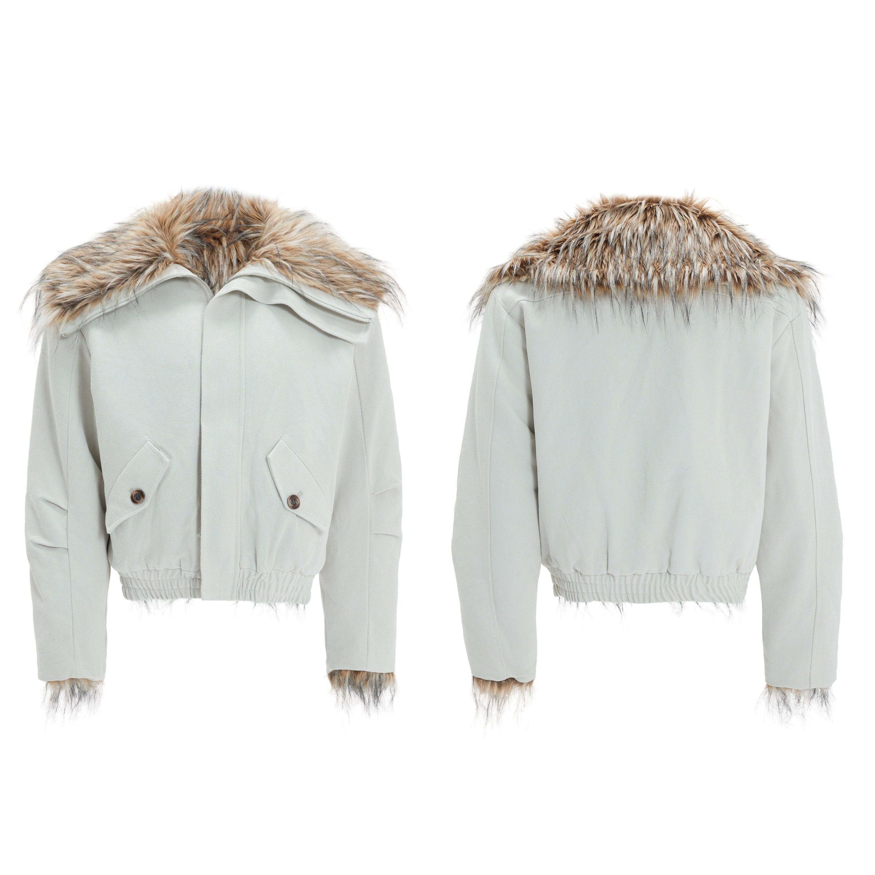 【25s Nov.】Washed Fur Collar Plush and Thickened Cotton Jacket
