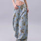 【25s Jul.】Vintage Printed Loose Draped Floor-Length Wide Jeans