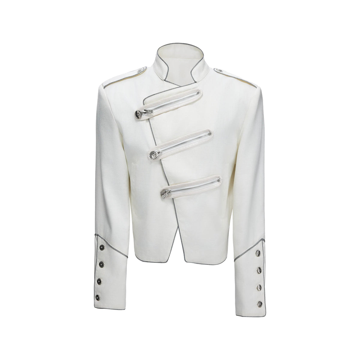 Asymmetric Stand Collar Cropped Jacket