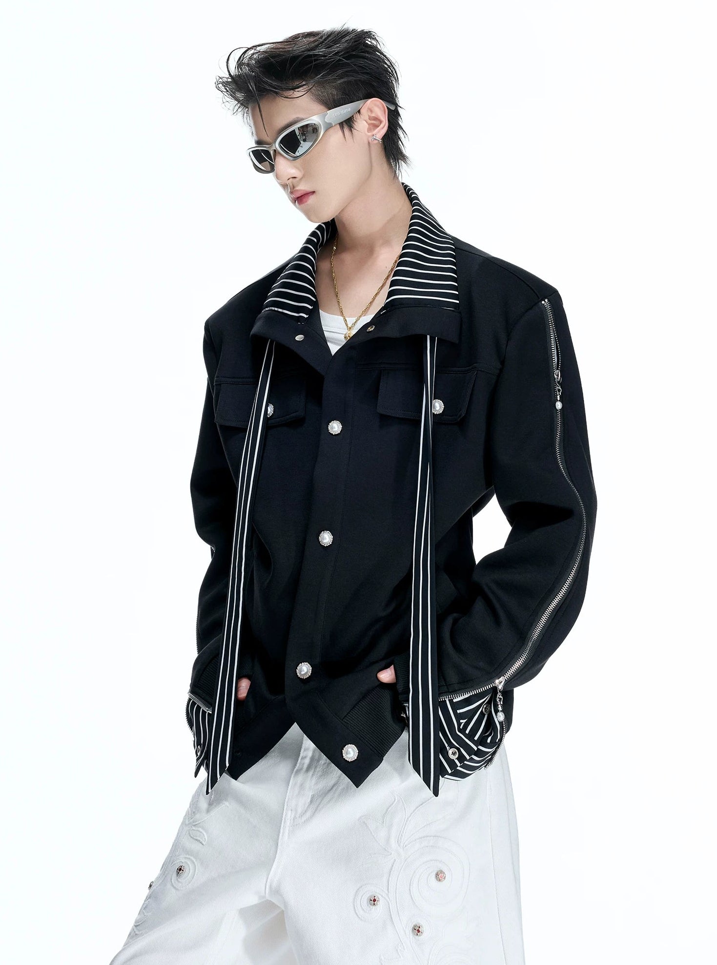 Striped Ribbon Layered Track Top / Pants