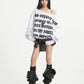 【25s Aug.】All-Over Letter Print Slanted Shoulder Sweatshirt