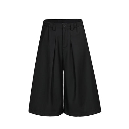 【25s 】Pleated Wide Leg Casual Cropped Trousers