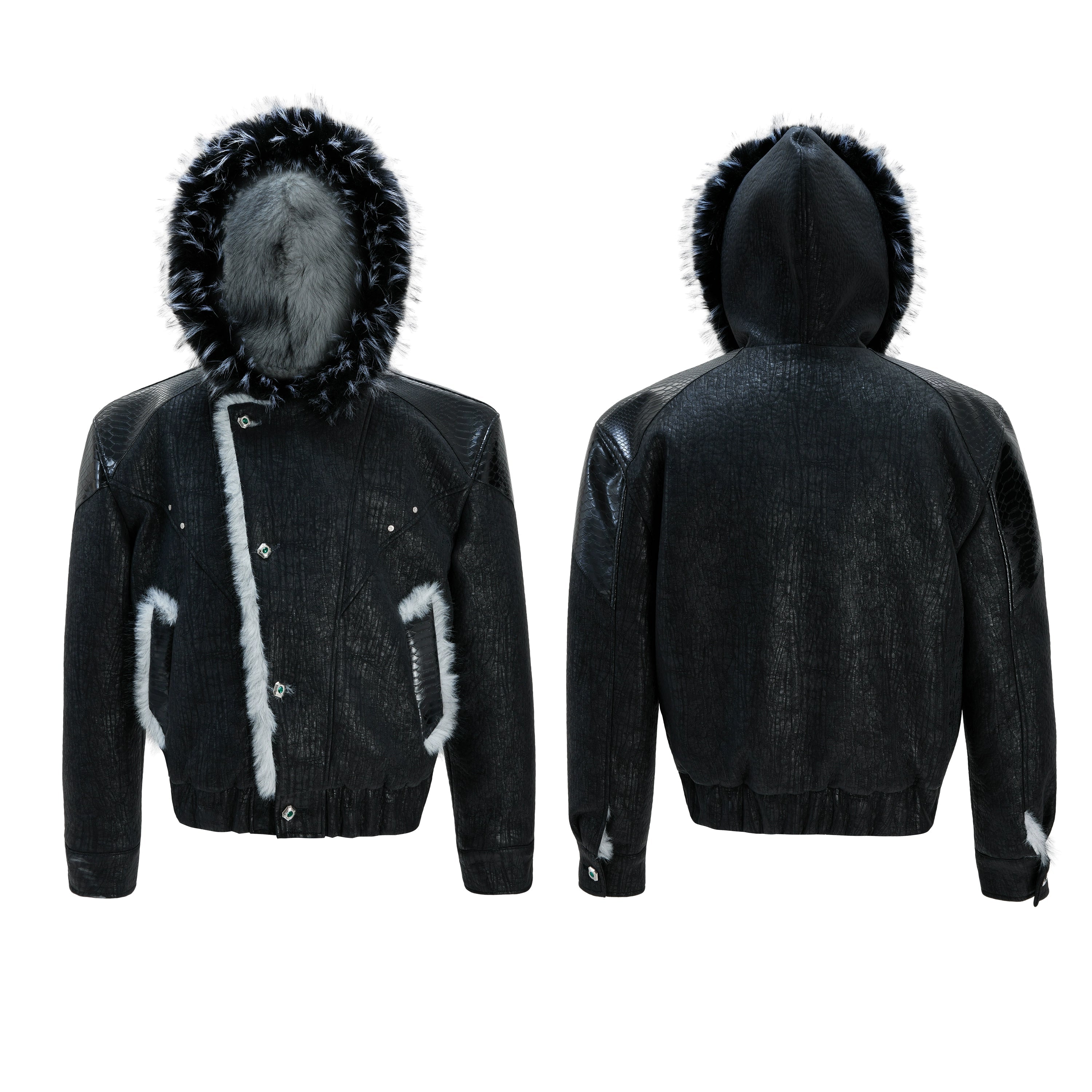 【25s Nov.】Patchwork Color-blocked Faux Mink Fur Hooded Jacket