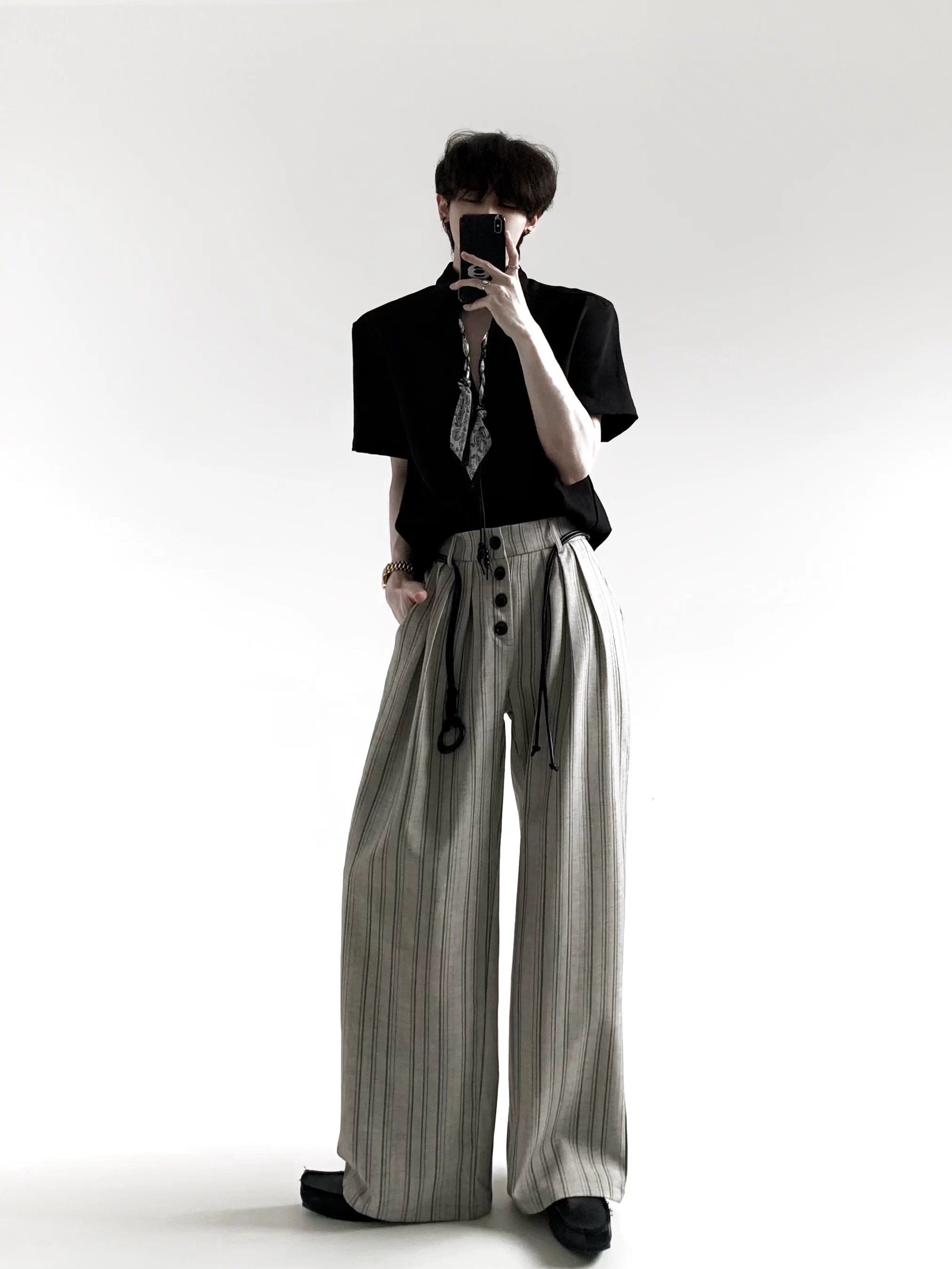 Old Money Striped Button Trousers