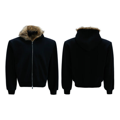 【25s Nov.】Fur Collar Hooded Sweatshirt Cardigan/ Pants