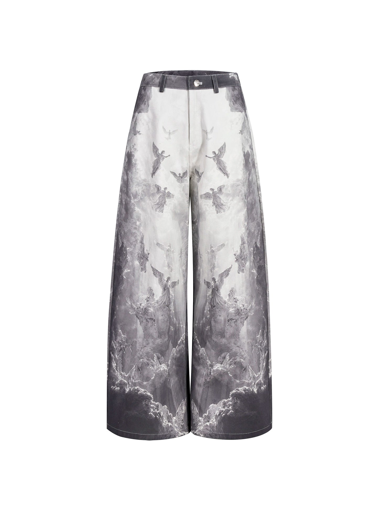 3D Printed Street Low-Rise Wide-Leg Jeans