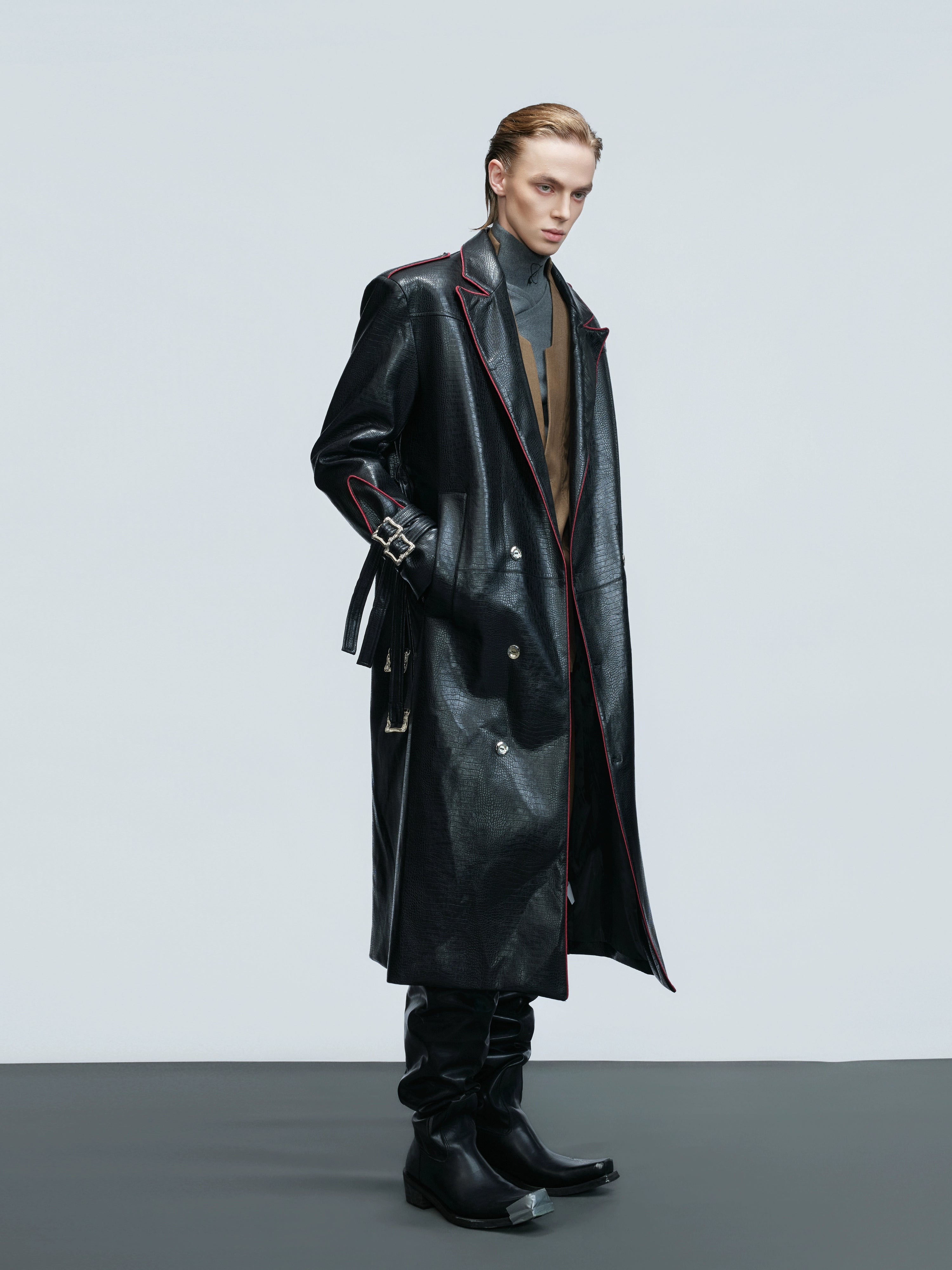 【25s Nov.】Heavy Deconstructed Crocodile Leather Coat