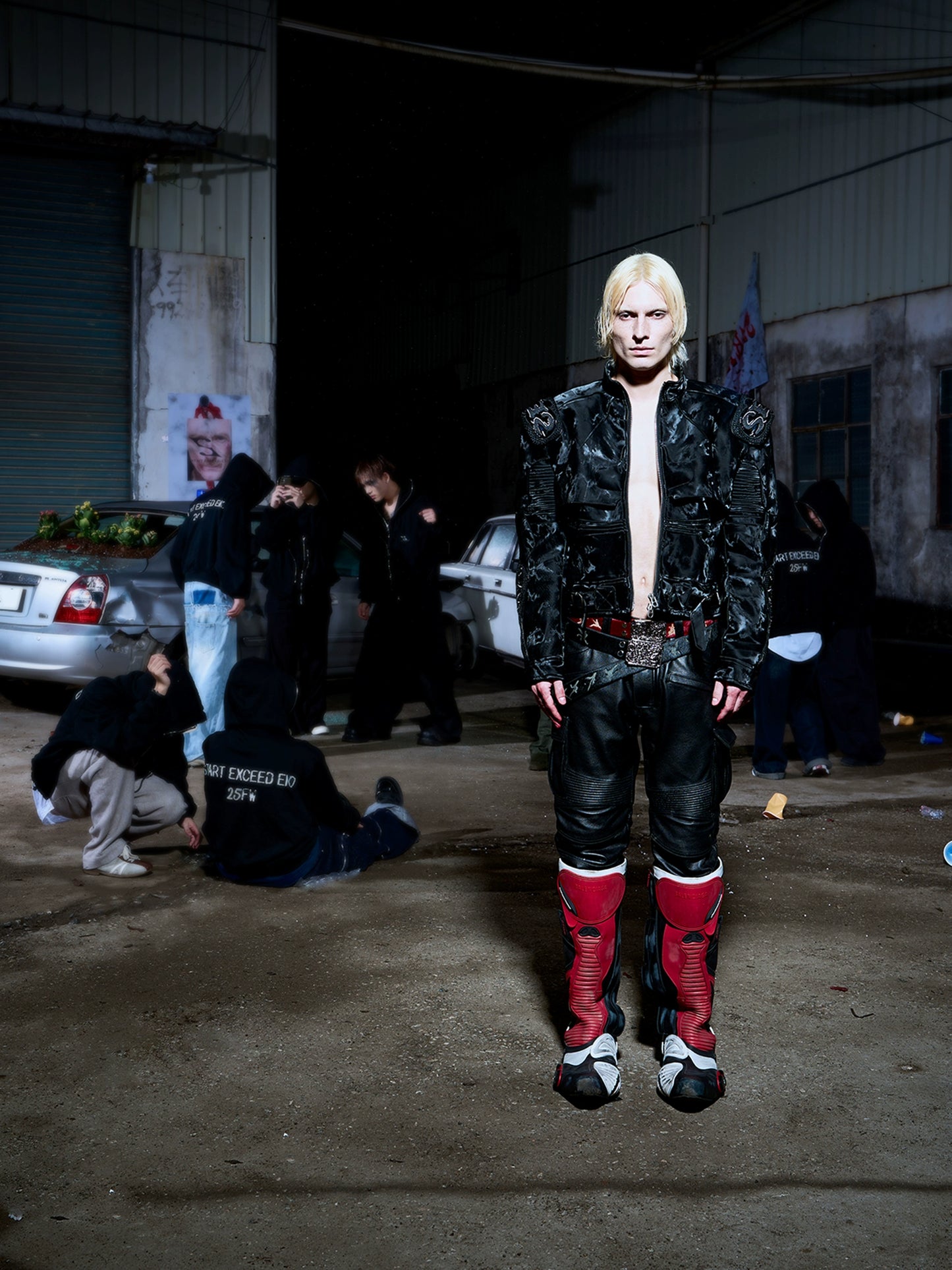 【25s Dec.】Cyberpunk Embroidered Motorcycle Leather Jacket