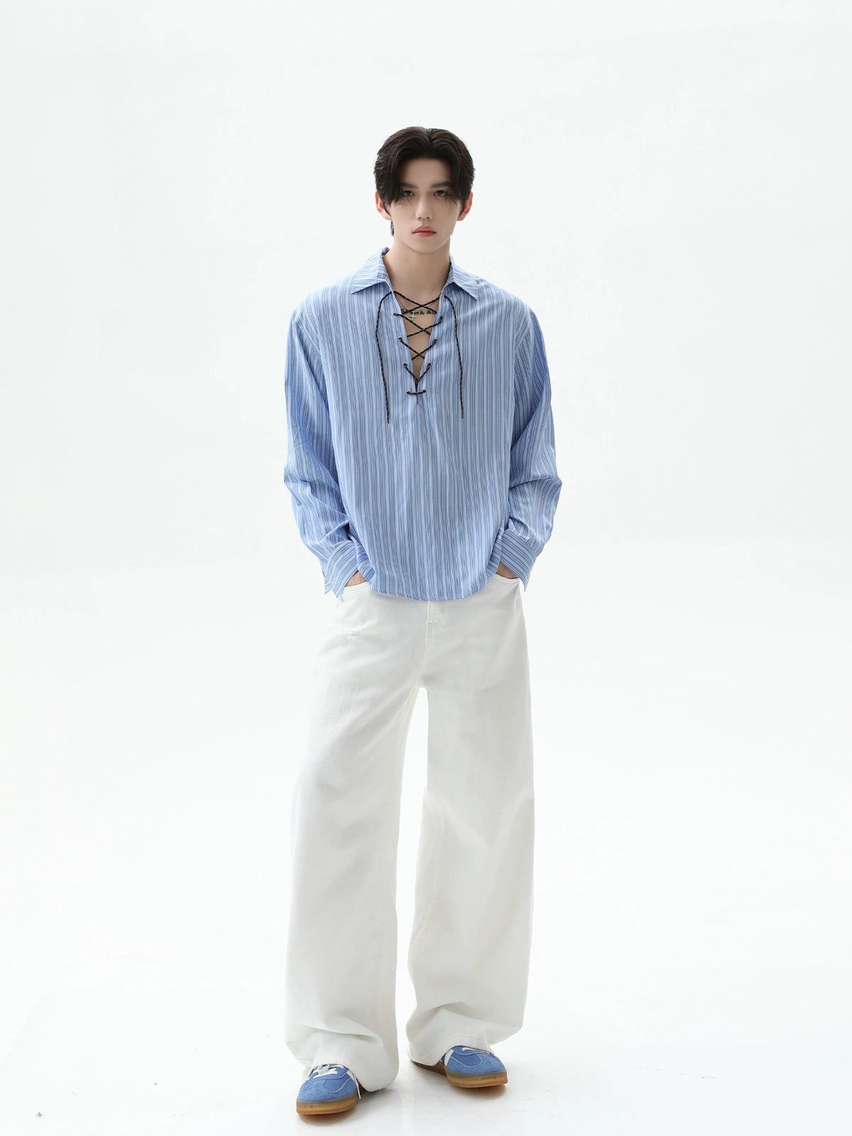 【25s Sep.】Cleanfit Drawstring Striped Shirt