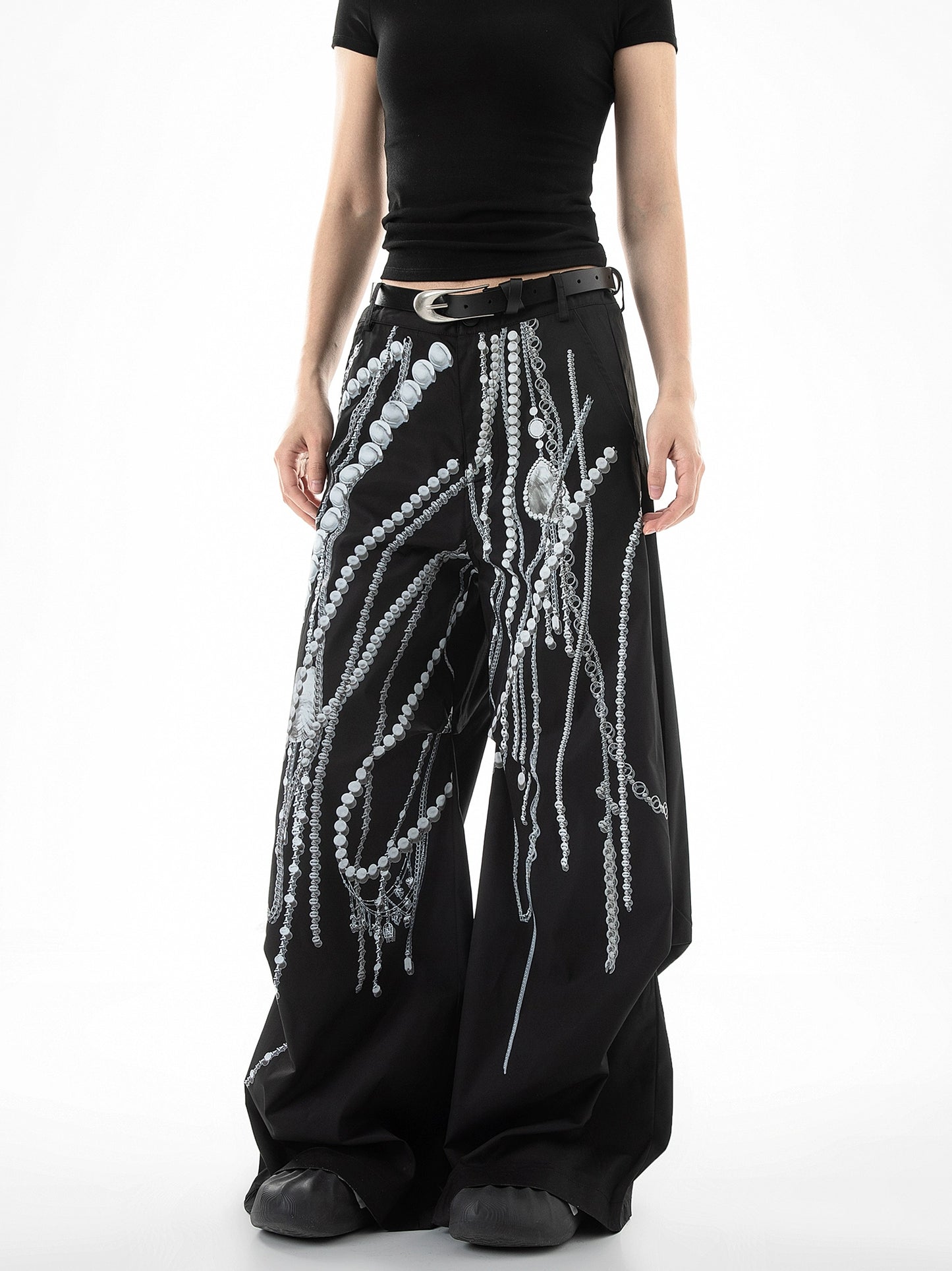 【25s Jul.】Vintage Pearl Printed Craft Pants