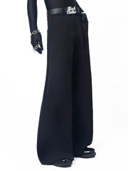 【26s May.】Layered Curved Wide-Leg Black Pants
