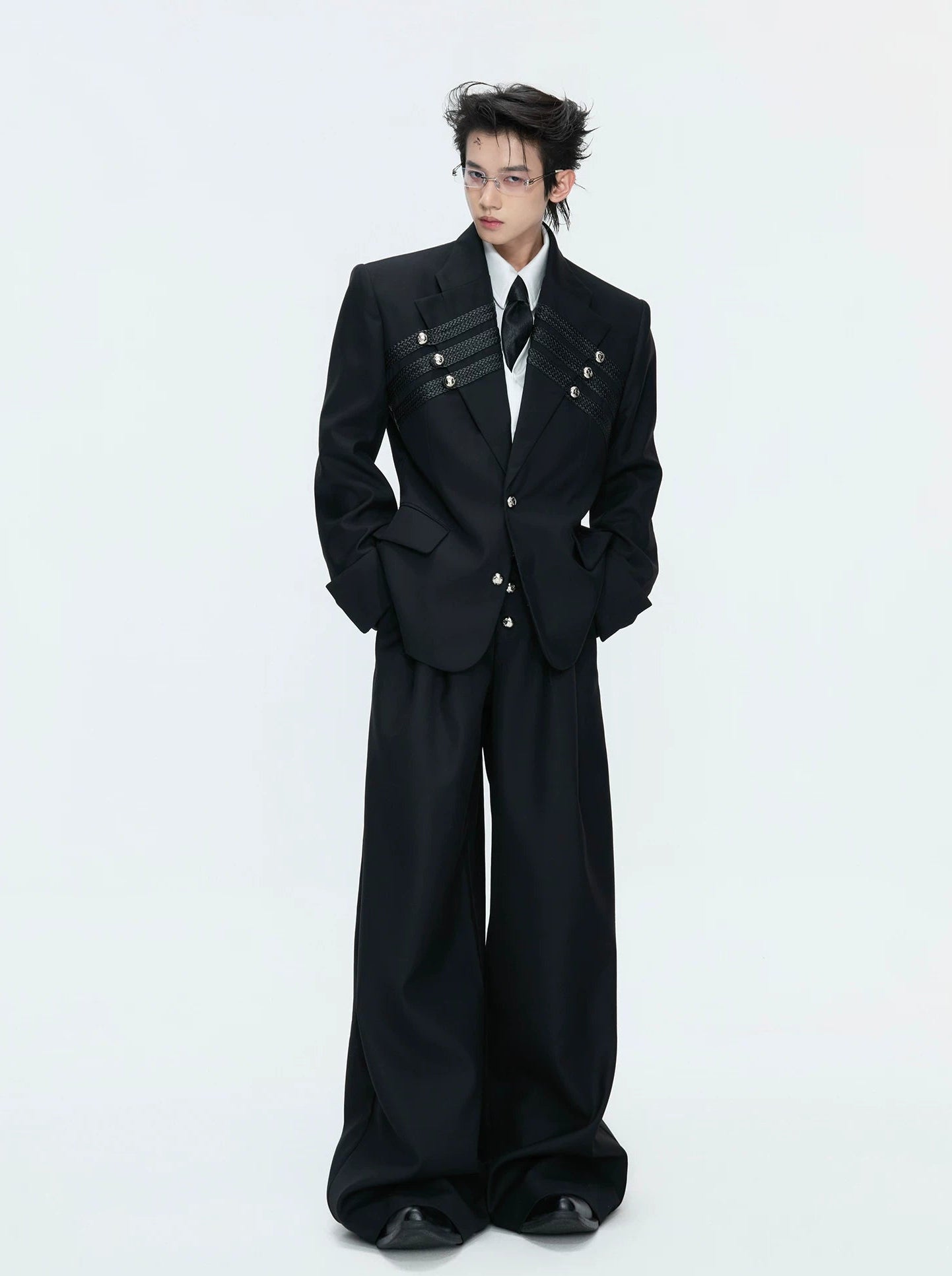 【26s Apr.】Silver Detail Double-Breasted Tailored Suit Set