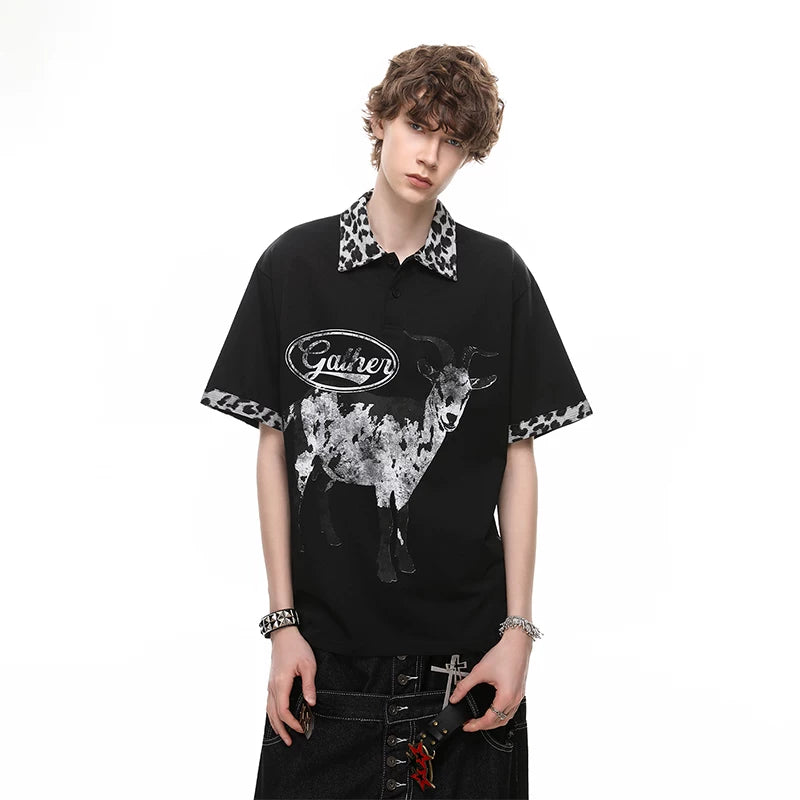 Vintage Leopard Patchwork Polo
