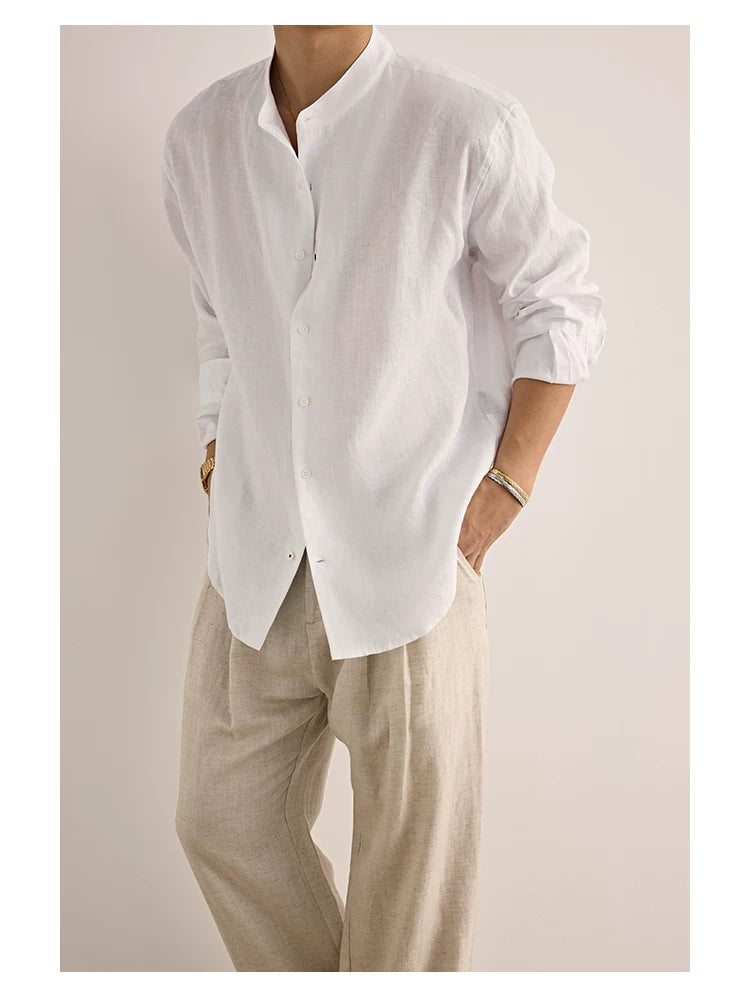 Relaxed Linen Collared Shirt