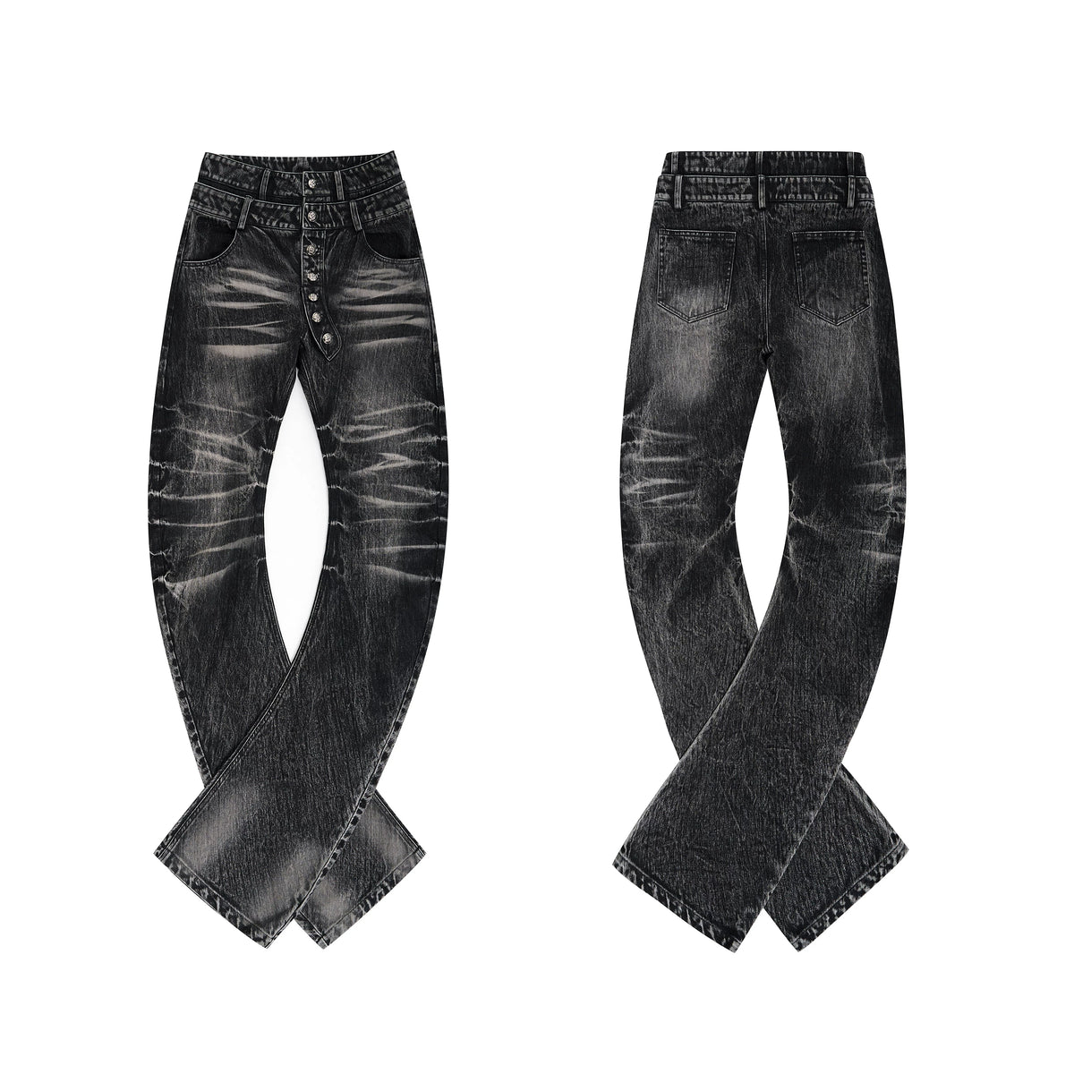 【26s Jan.】Bamboo-patterned Double-waisted Jeans
