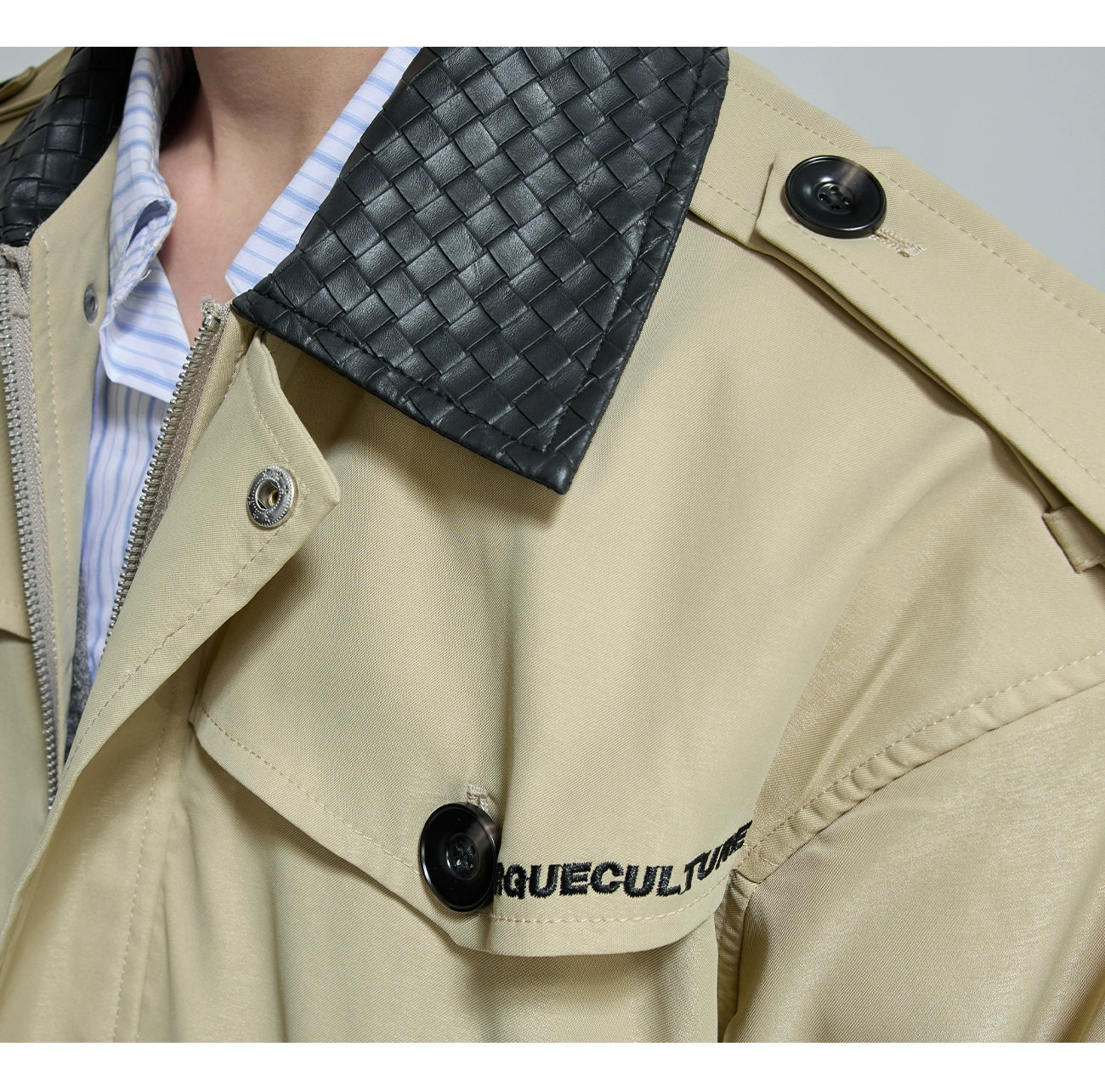 【25s Nov.】Retro Color-blocked Embroidered Leather Jacket