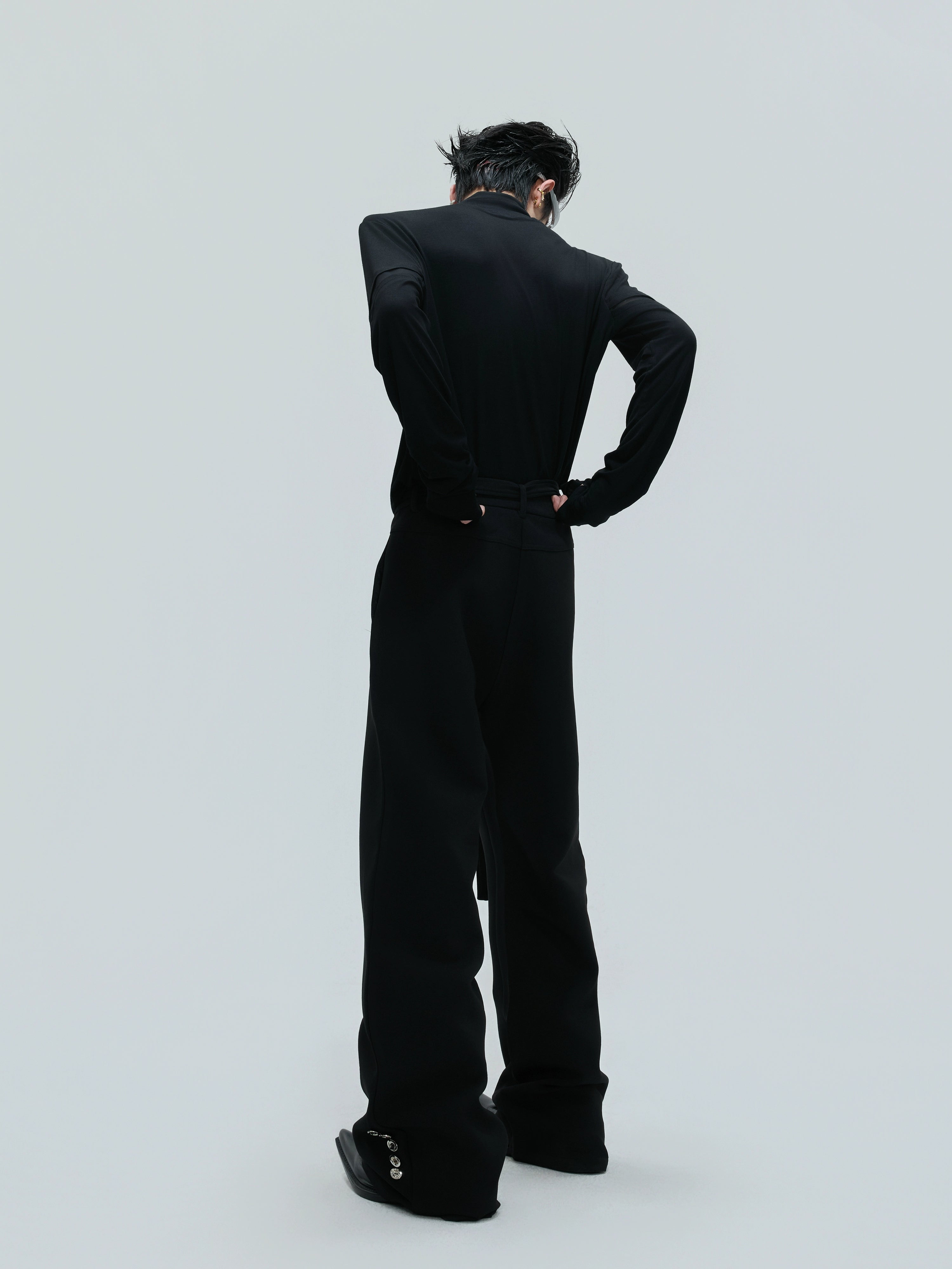 【25s Nov.】High-neck Deconstructed Base Layer High-elastic Metallic T-shirt