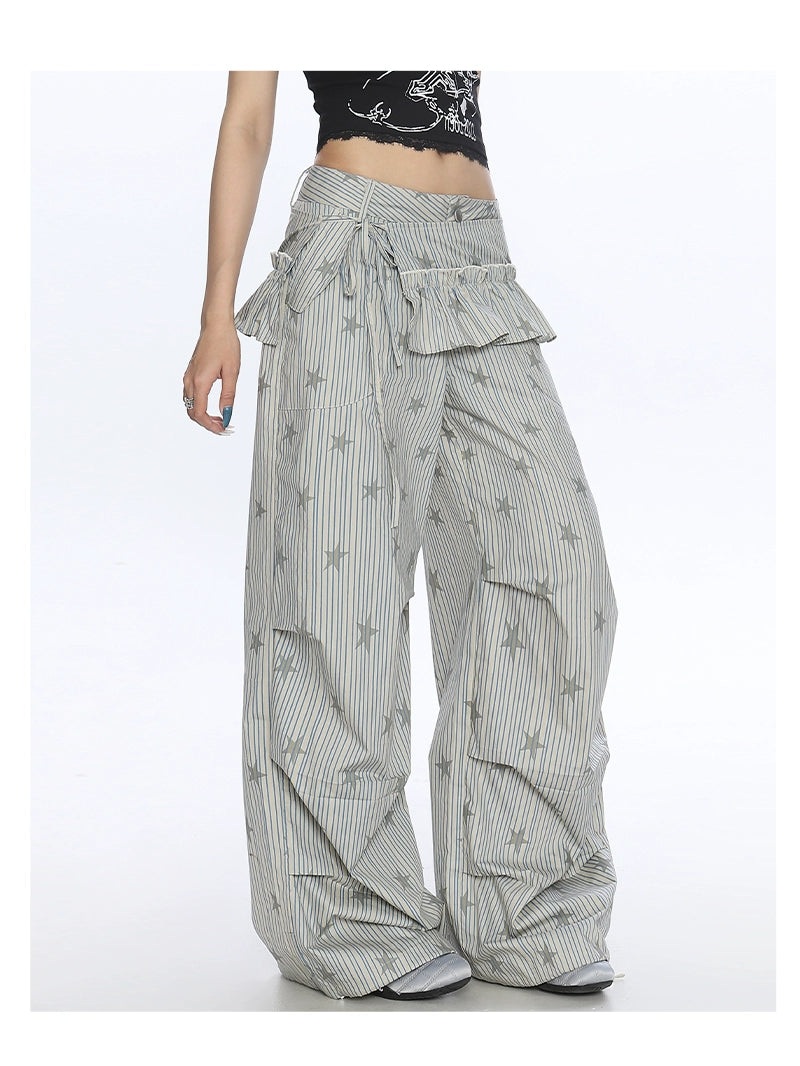 【25s Nov.】Striped Star Print Cargo Pants