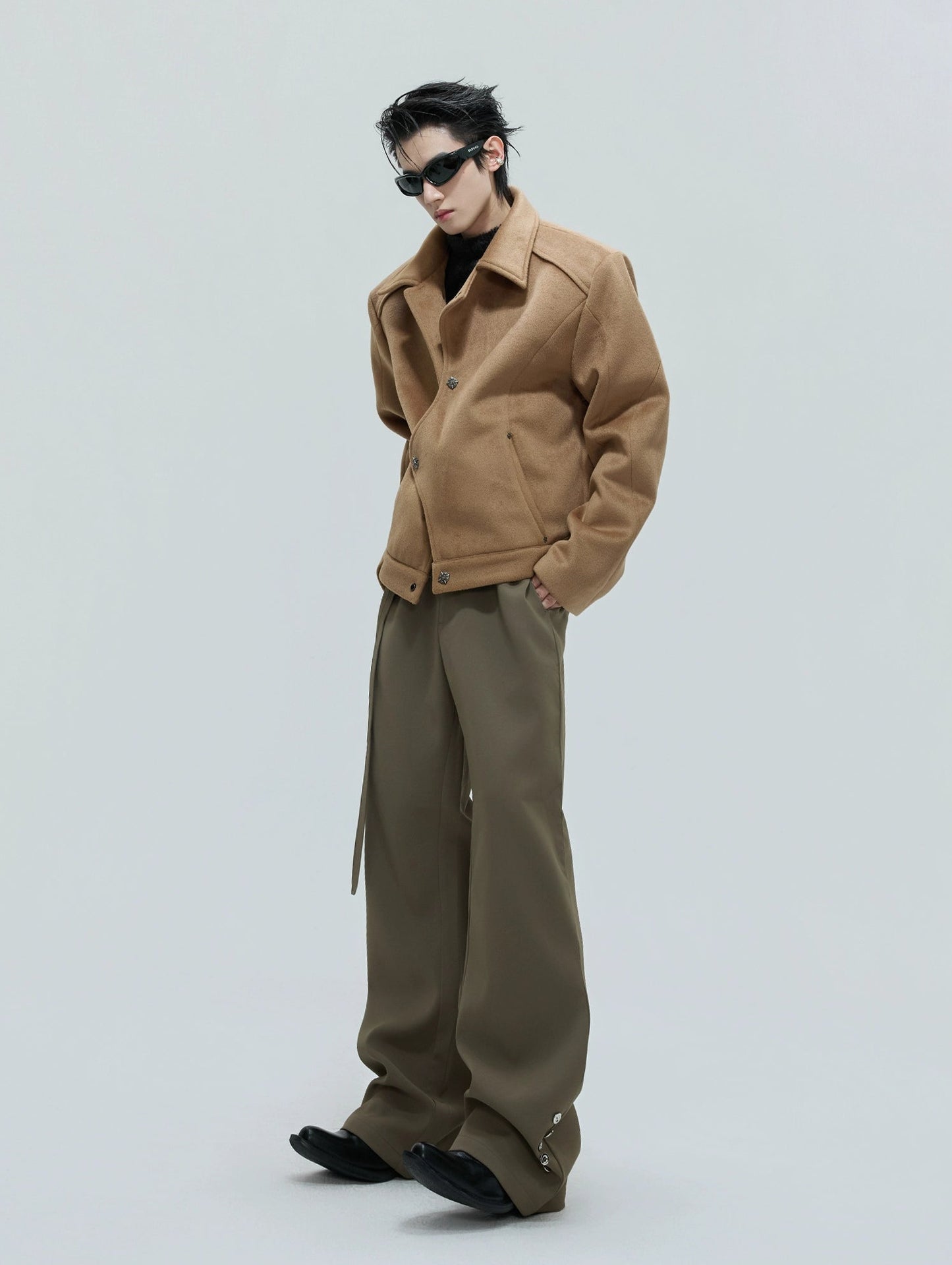 【25s Nov.】Furry Ribbon Metal Button Trousers