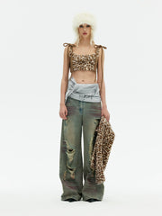 Leopard Print Embroidered Cute Vest