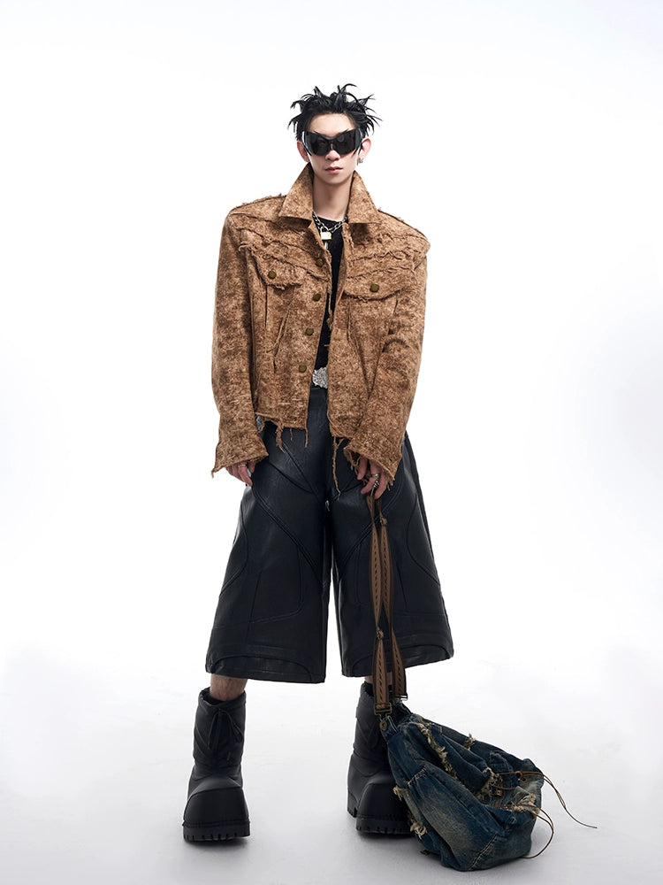 【24s Dec.】Desert Wasteland Style Raw Edged Denim Jacket ArtsKoreanMan