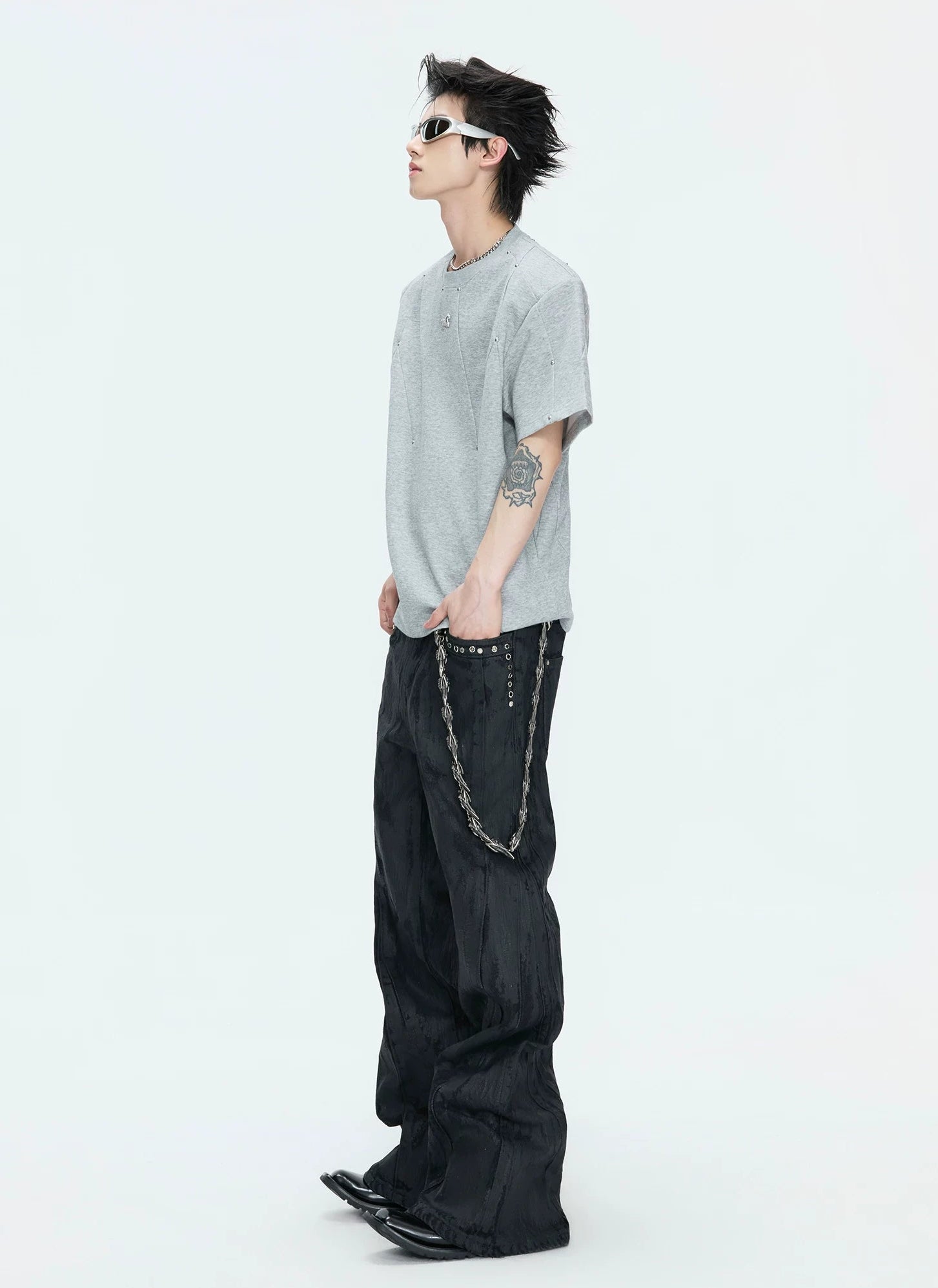 【26s May】Studded Deconstructed Boxy Shoulder Tee