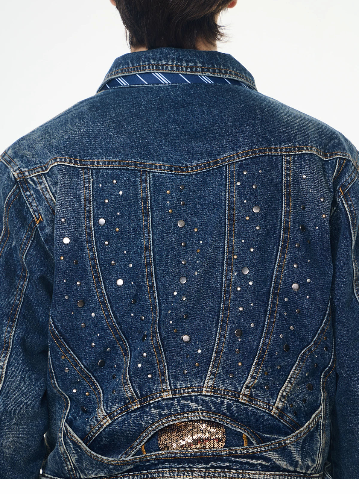 【26s Apr.】Distressed Studded Sequin Denim Set