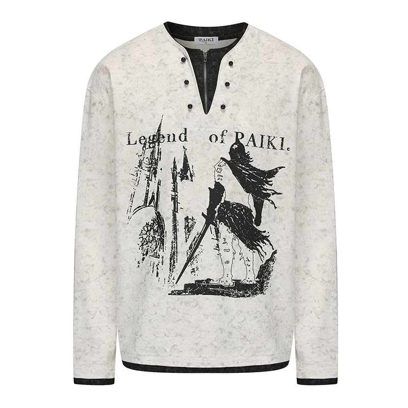 【26s Jan.】Knight-Inspired Henry Neck Layered Sweatshirt Tee