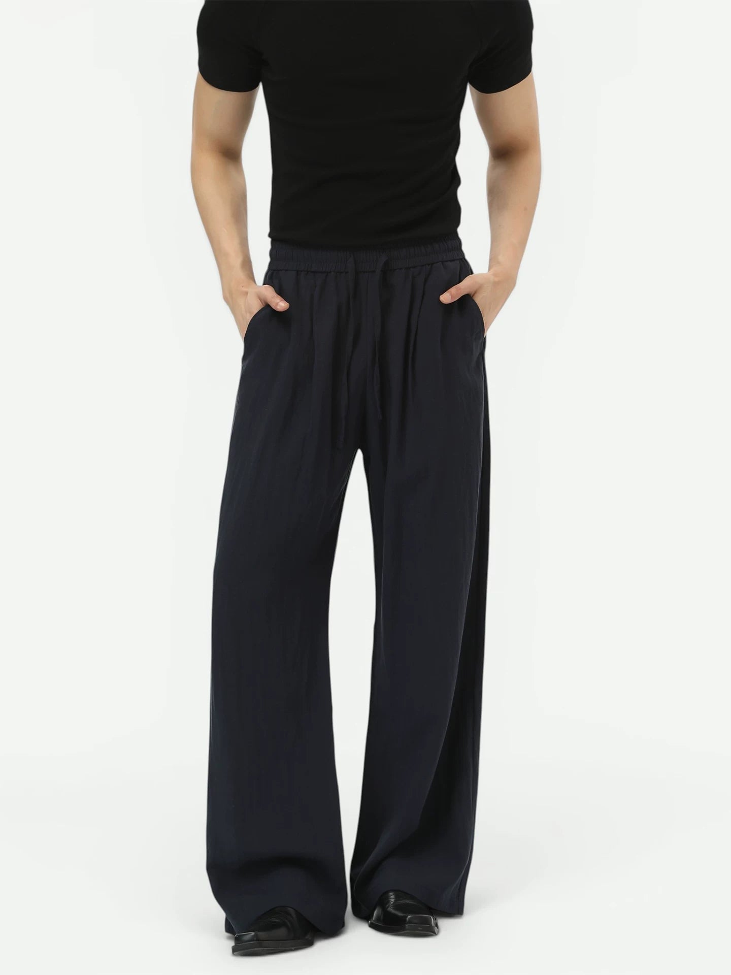 Lyocell Drawstring Wide-Leg Pants