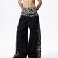Hand-painted Thorn Leopard Print Double Waistband Jeans