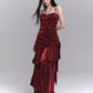 【25s Jul.】Dark Red Strap Evening Dress