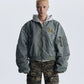 【25s Aug.】Distressed Washed Loose Bomber Jacket