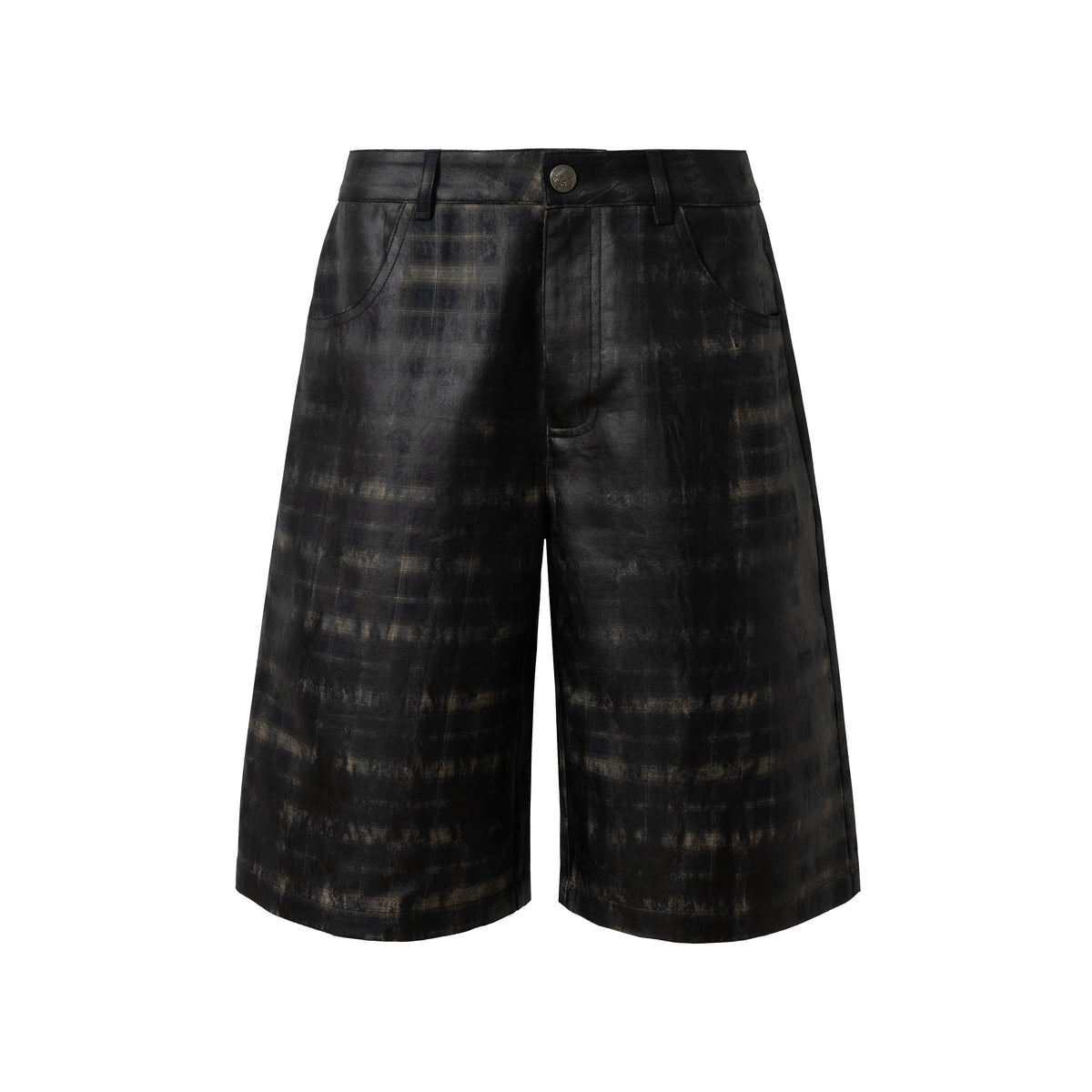 Waxed Patchwork Plaid Cropped Shorts