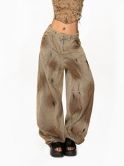 【25s Nov.】Vintage Washed Distressed Wide-leg Jeans