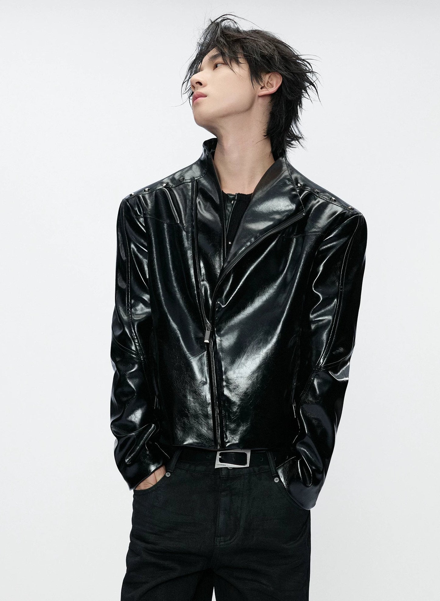 Glossy Crocodile Slim Moto Jacket