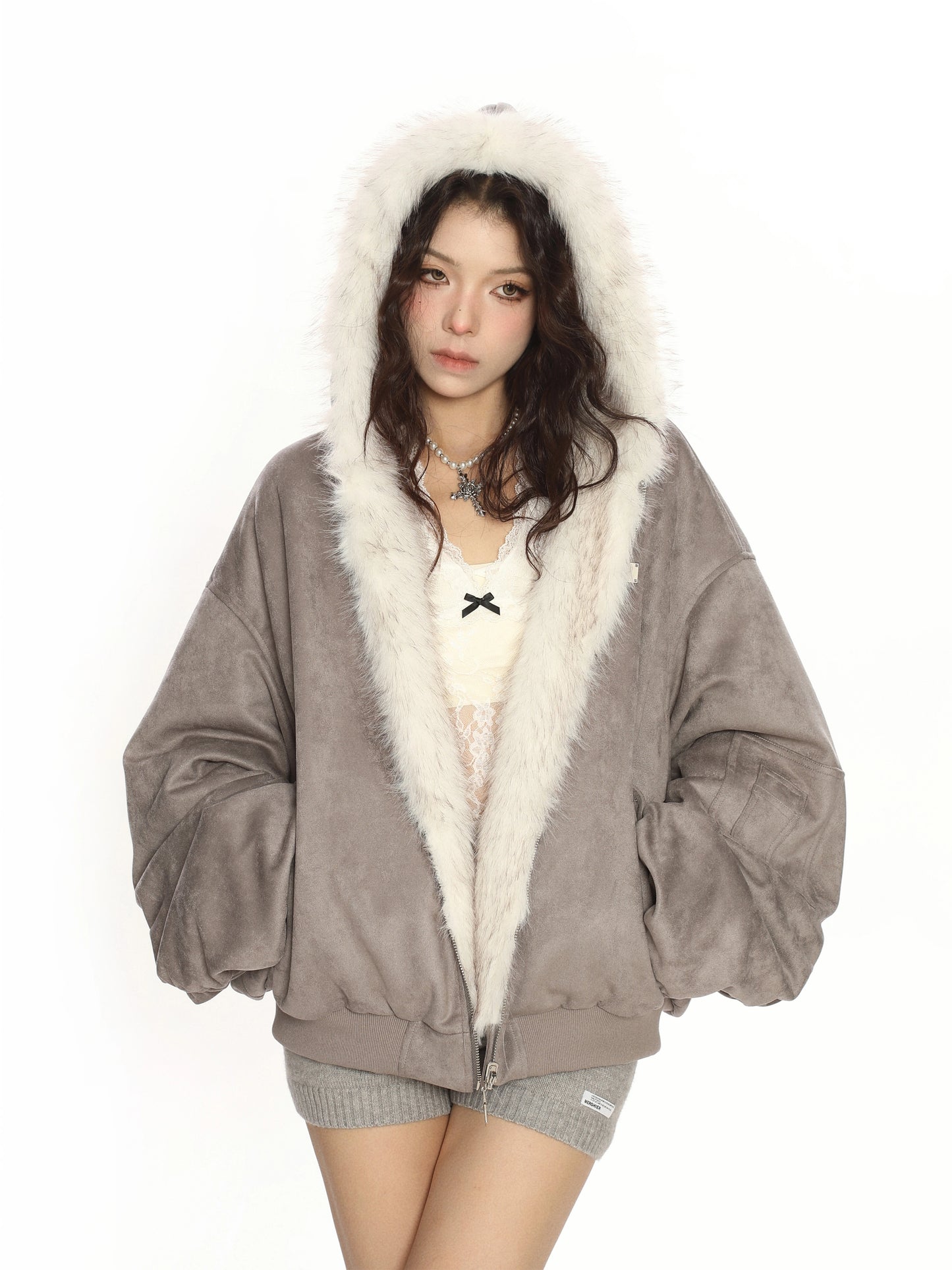 【25s Feb.】Suede Eco-friendly Fur Double-sided Cotton Jacket